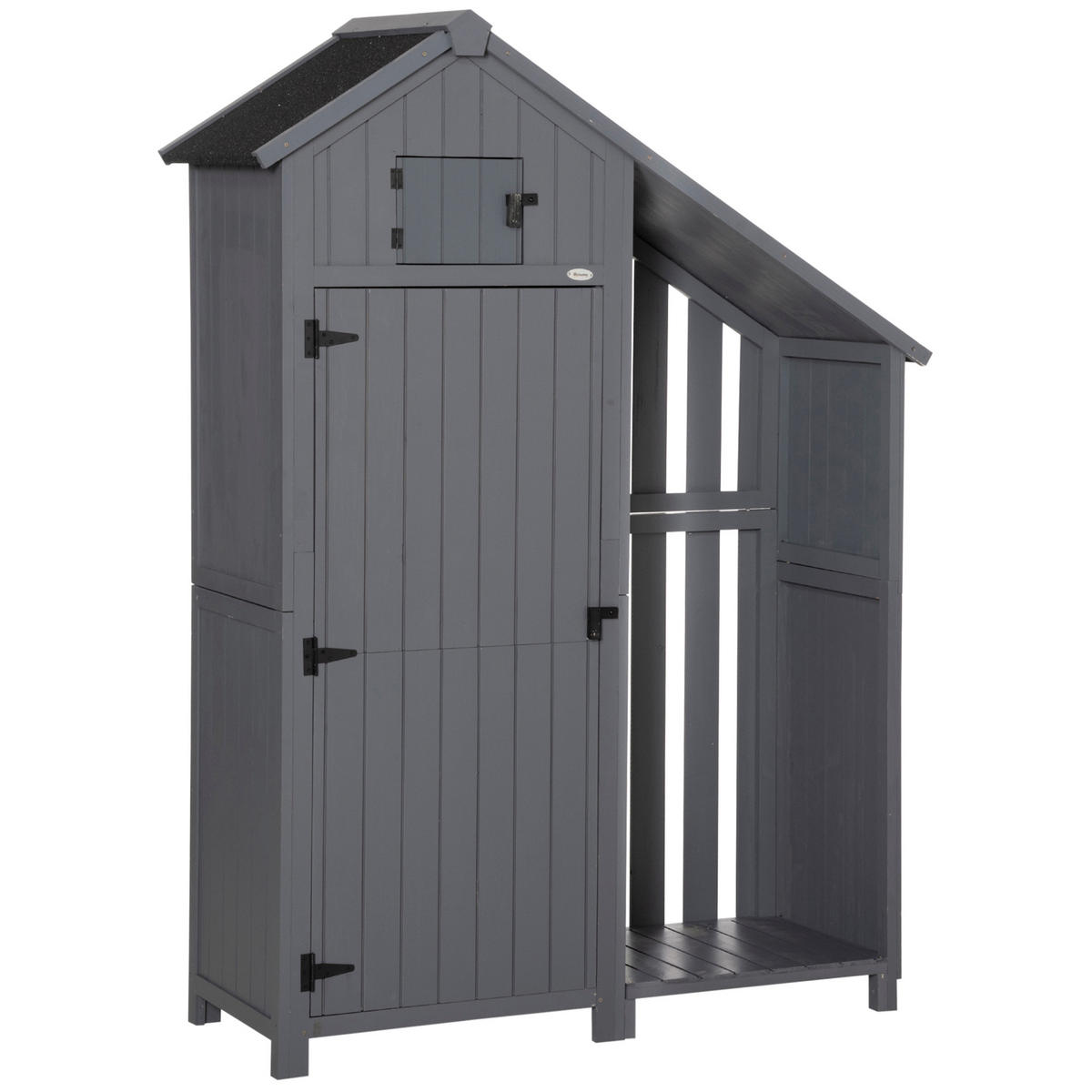 GARTENSCHRANK aus Holz, Geräteschuppen, Holzhütte, Giebeldach, Grau+Schwarz - Grau, Holz (51.5/180/129cm) - Outsunny