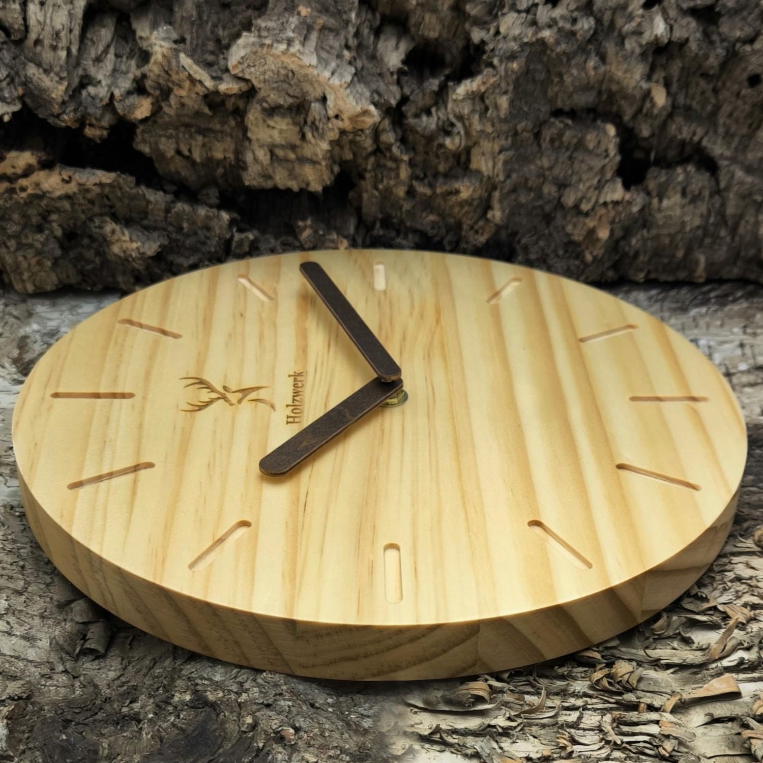 WANDUHR Holz Designer OLDENBURG Loft Wand Uhr, beige - Beige/Braun, Holz (25/25/2.2cm) - Holzwerk