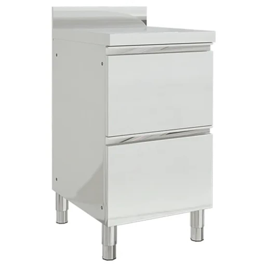 KÜCHENSCHRANK Gewerbe Mit 2 Schubladen 50/60/96 Cm - Silberfarben, Metall (60/96/50cm) - vidaXL