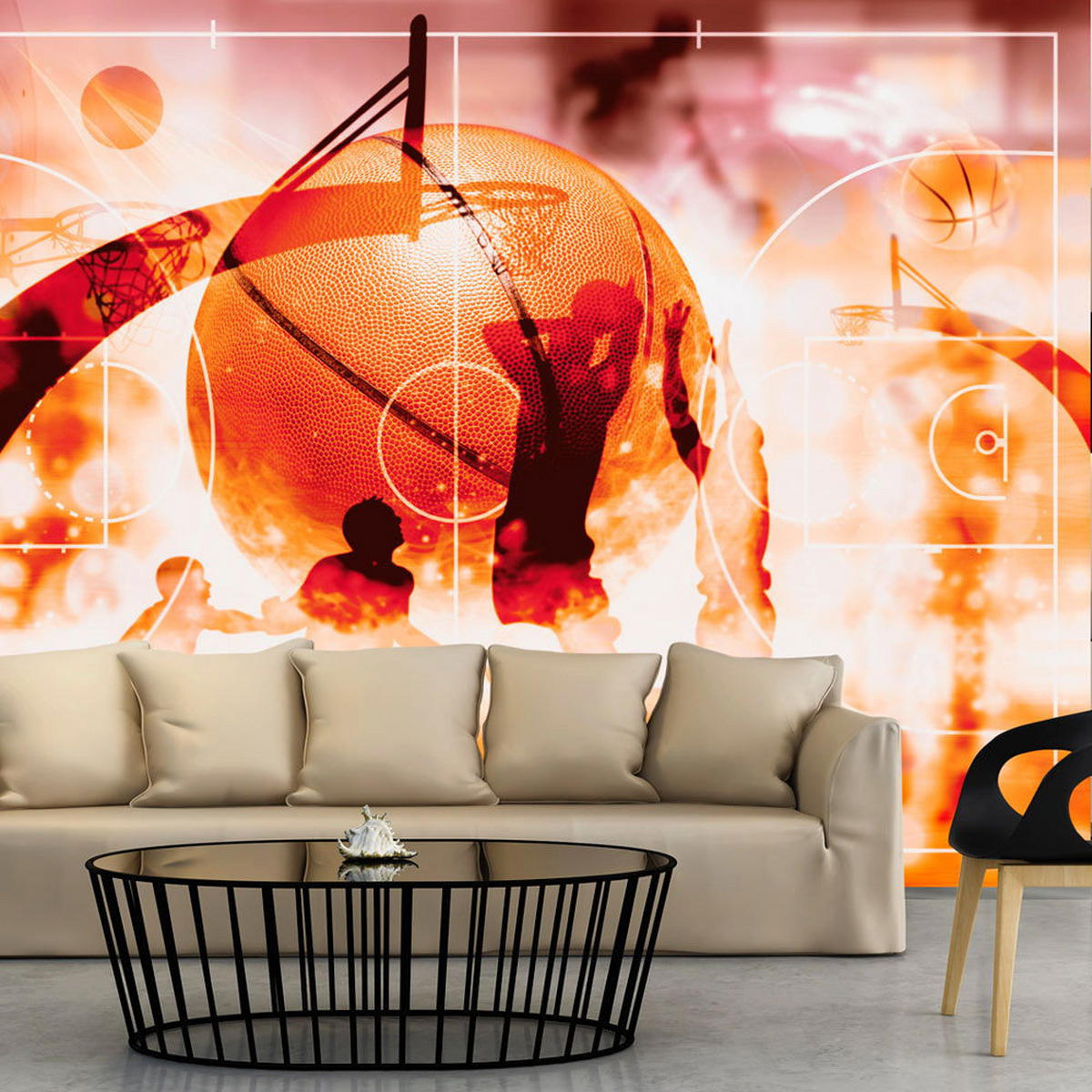 SELBSTKLEBENDE FOTOTAPETE 441/315 cm - Weiß/Orange, Textil (441/1cm) - KUNSTLOFT