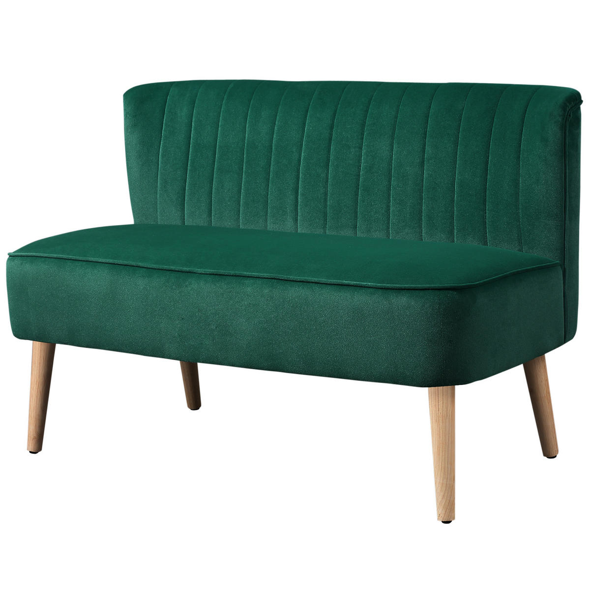 2-SITZER-SOFA DE-06553 mit Holzbeinen Dunkelgrün - Dunkelgrün, Holz/Textil (117/77/56.5cm) - ComfortXL