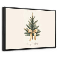 LEINWAND Bilder mit Rahmen - Weihnachtsbaum - Weihnachten - Frohe Weihnachten - Beige - 60x40 - Sandfarben, Textil (60/40cm) - MuchoWow
