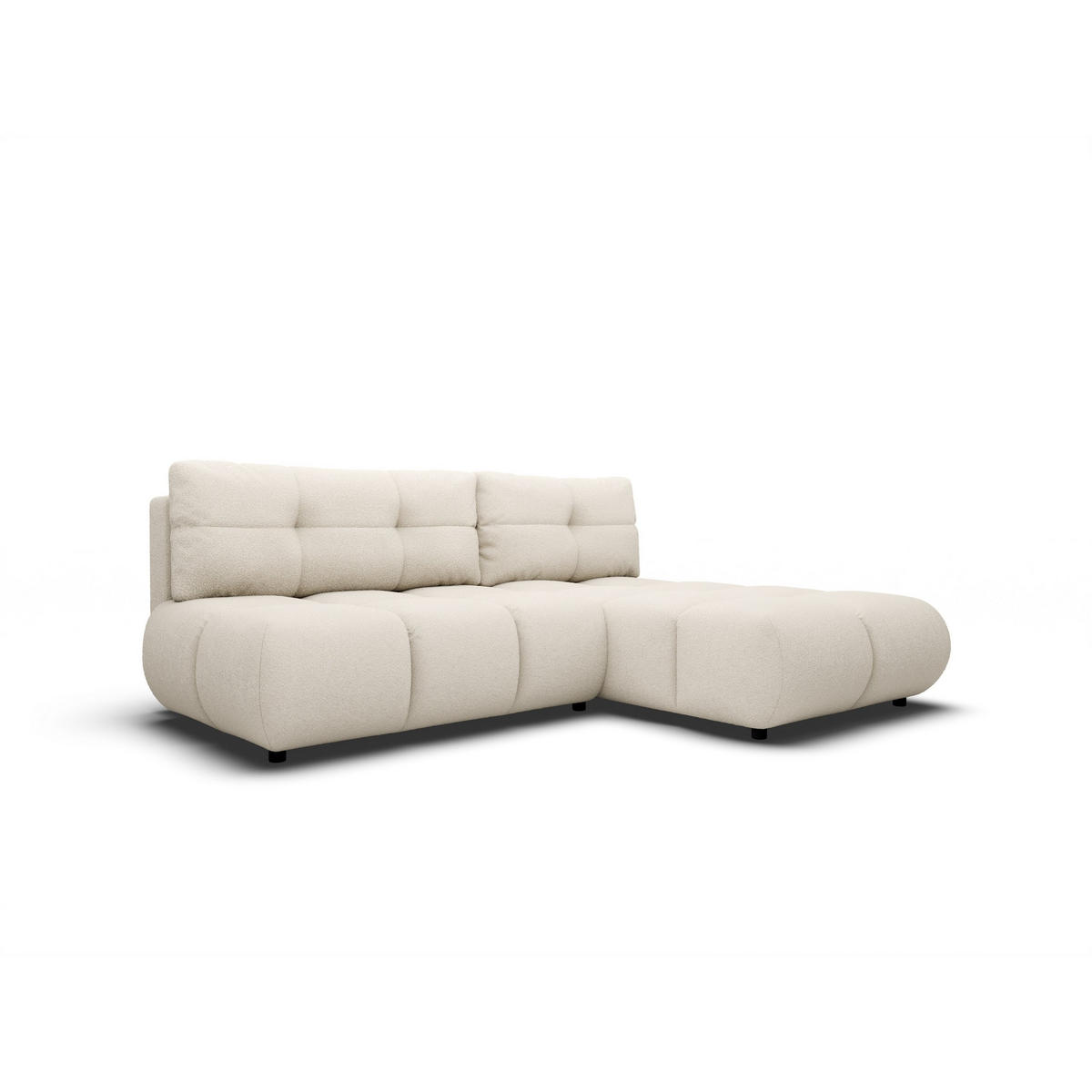 ECKSOFA CORSO R-S Beige Boucle-Stoff mit Schlaffunktion - Beige, Holz (230/177cm) - MASSENO