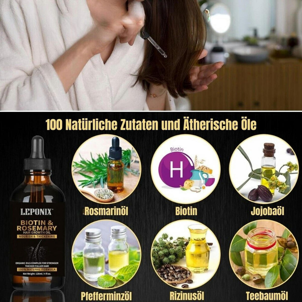 HAARPFLEGE Set mit Rosmarinöl und Kopfhautmassagebürste - Multicolor, Kunststoff (15.5/18.6/6.9cm)