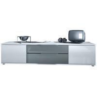LOWBOARD Linio Grau Hochglanz - Weiß Hochglanz/Grau, Holzwerkstoff (166.5/37.5/35cm) - Vladon