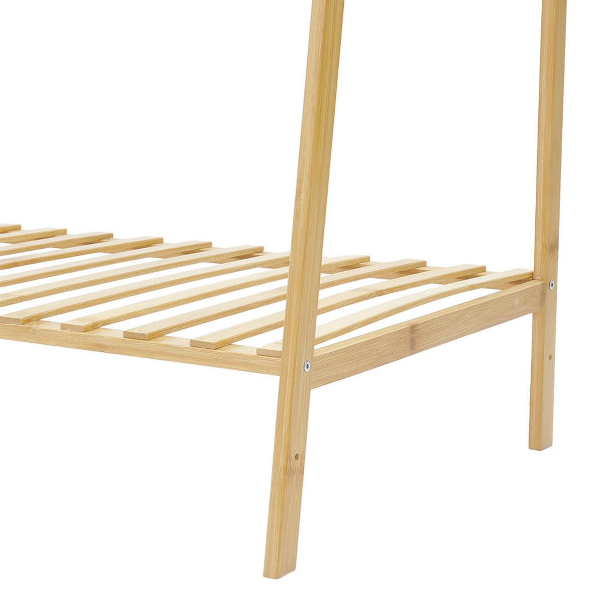 GARDEROBENSTÄNDER 110/40/140 cm 7-Ablagefächer Kleiderstange Haken Freistehend Bambus Naturfarben - Naturfarben, Holz (110/140/40cm) - Livingandhome