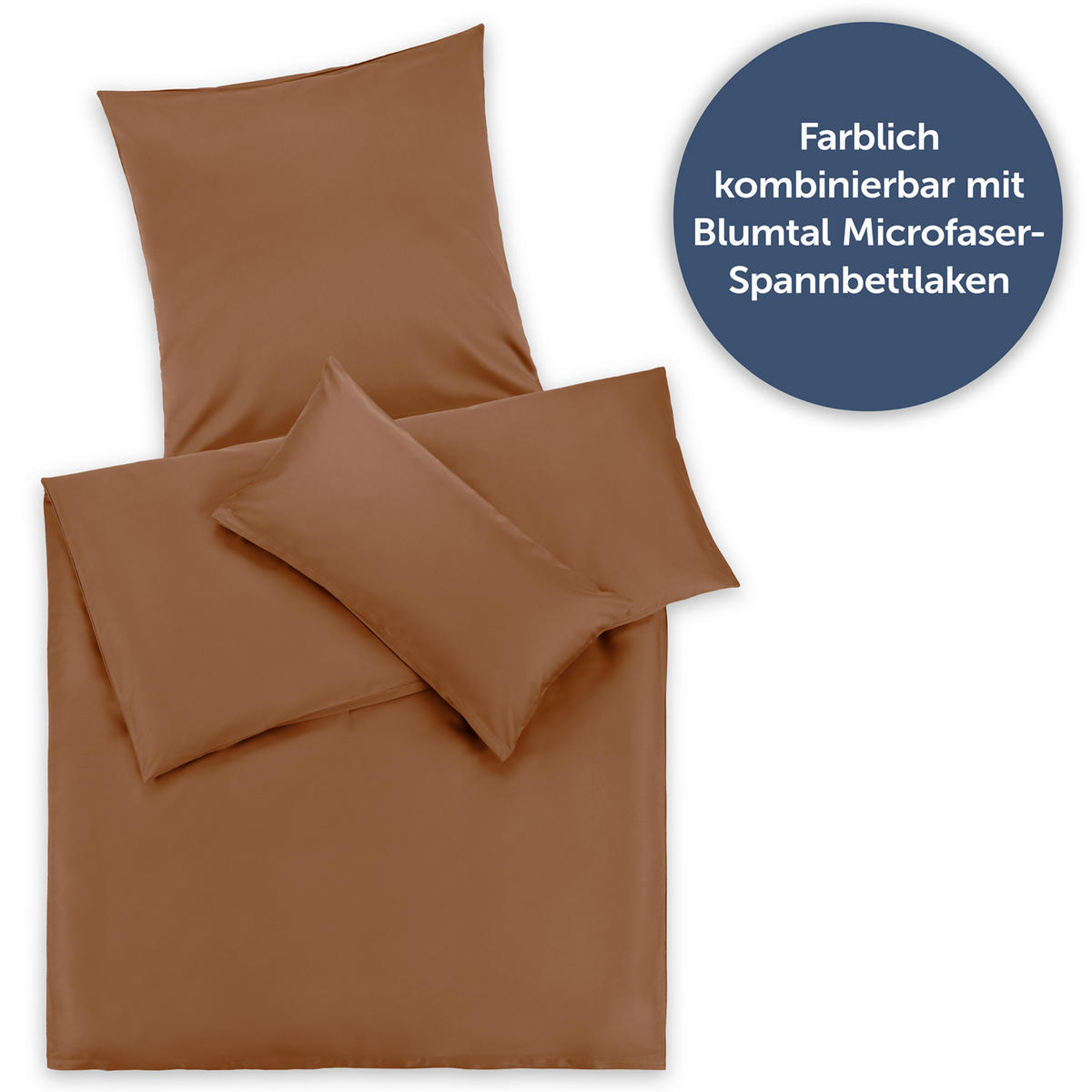 BETTWÄSCHE 3-teilig, 155/200 cm & 2x 40/80 cm, Braun - Braun, Textil (155/200cm) - Blumtal