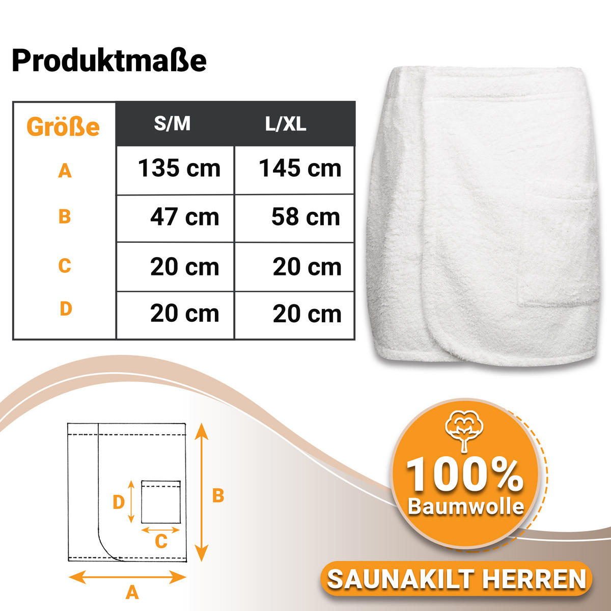 BADEMANTEL, L/XL, 100% Baumwolle, Weiß - Weiß, Textil (L/XLnull) - Zollner