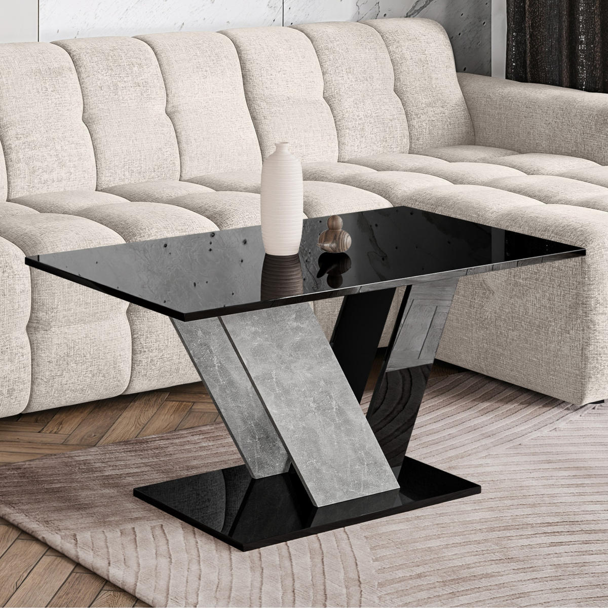 COUCHTISCH 100 cm Schwarz glänzend - Schwarz Hochglanz, Holzwerkstoff (60/100/55cm) - Home Collective