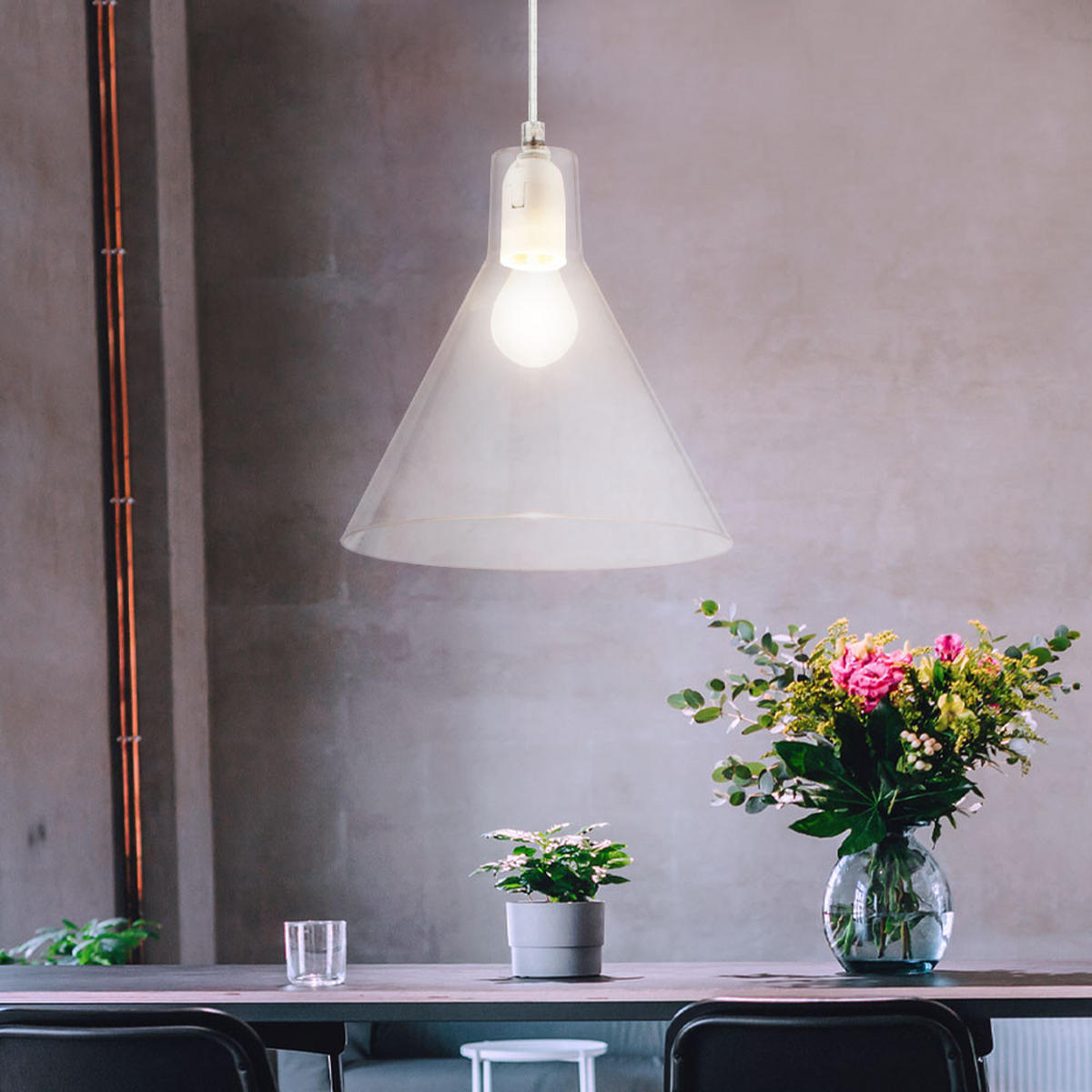 HÄNGELEUCHTE Metall Klar CONNY - Klar, Metall (21.5/21.5/113cm) - Globo Lighting