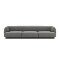 SOFA Miley aus Samt hellgrau 3 Sitzplätze - Hellgrau, Textil (90/70/255cm) - Micadoni