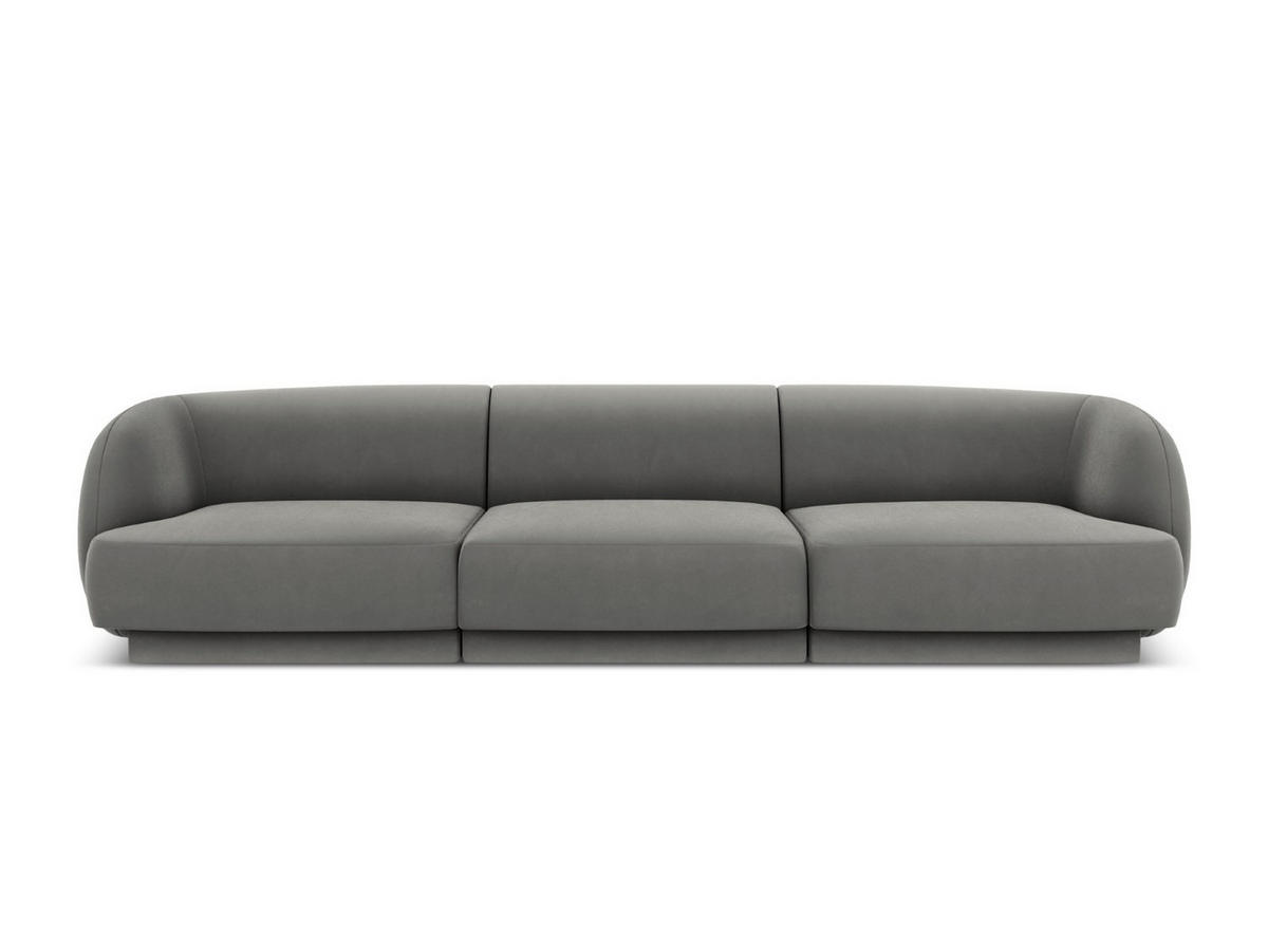 SOFA Miley aus Samt hellgrau 3 Sitzplätze - Hellgrau, Textil (90/70/255cm) - Micadoni