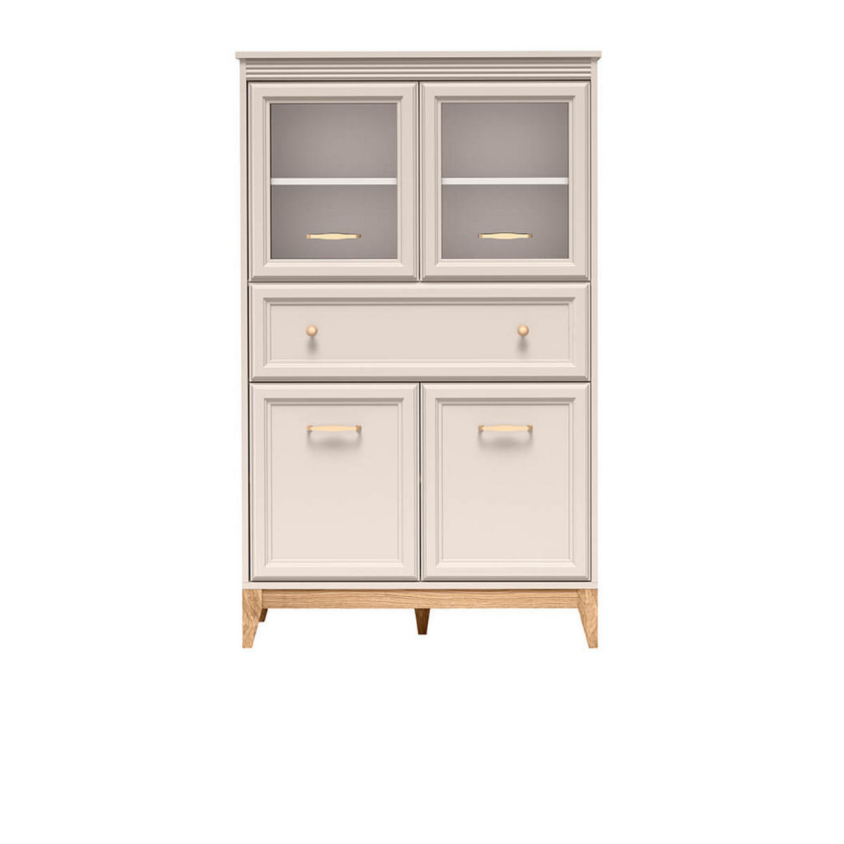 VITRINE Windsor W-5 92 x 150,5 x 40,5 cm Kaschmir - Kaschmir/Eichefarben, Eichenholz/Holzwerkstoff (92/150.5/40.5cm) - Koseto