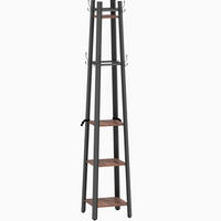 GARDEROBENSTÄNDER mit 8 Haken und 4 Ablagen 34,8 x 34,8 x 179 cm Braun - Braun, Holz (34.8/179/34.8cm) - Beauniv