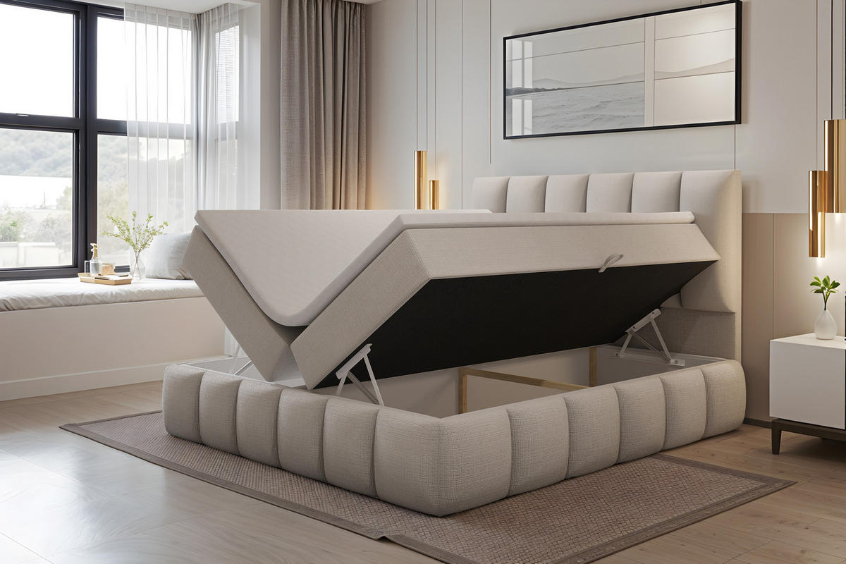 BOXBETT Bali Plus 120x200 Beige - Beige, Textil/Metall (120/200cm) - VLR BEDS