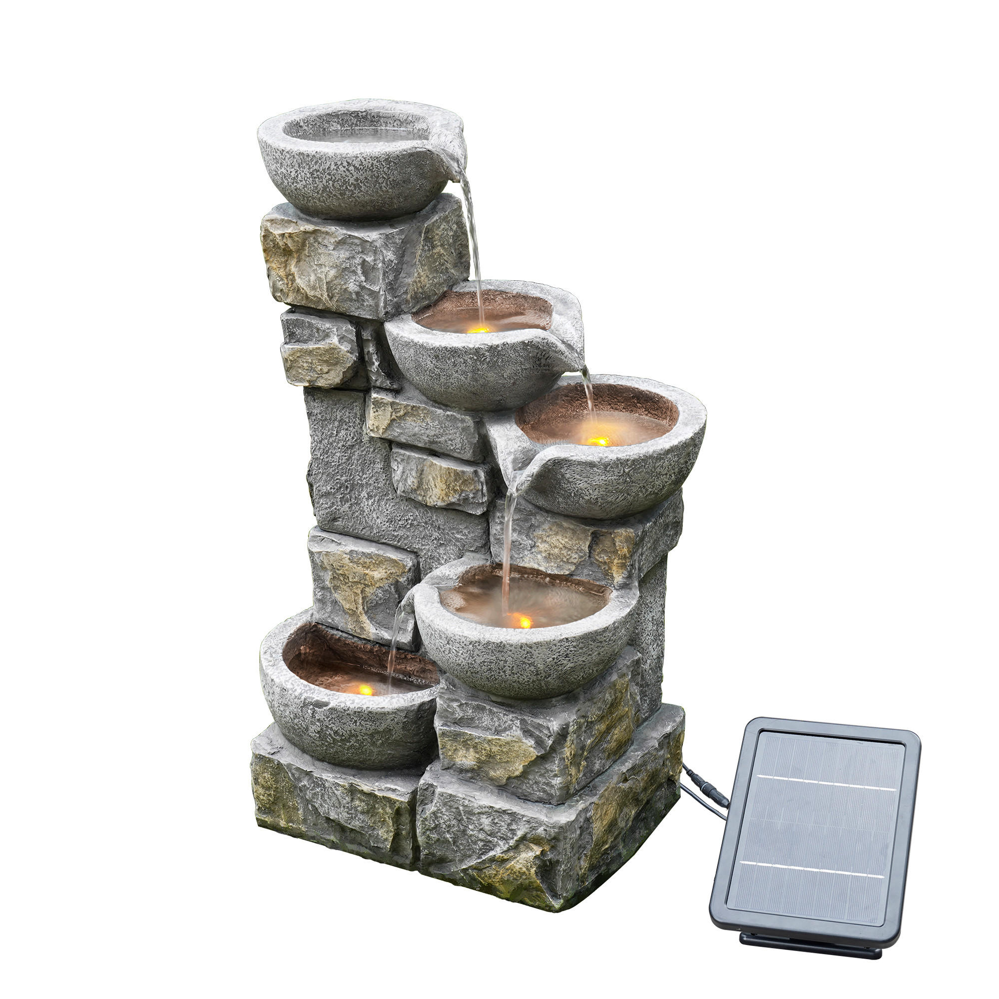 SOLAR-BRUNNEN Outdoor - Grau, Kunststoff (43.2/30.5/68.6cm) - Teamson Home