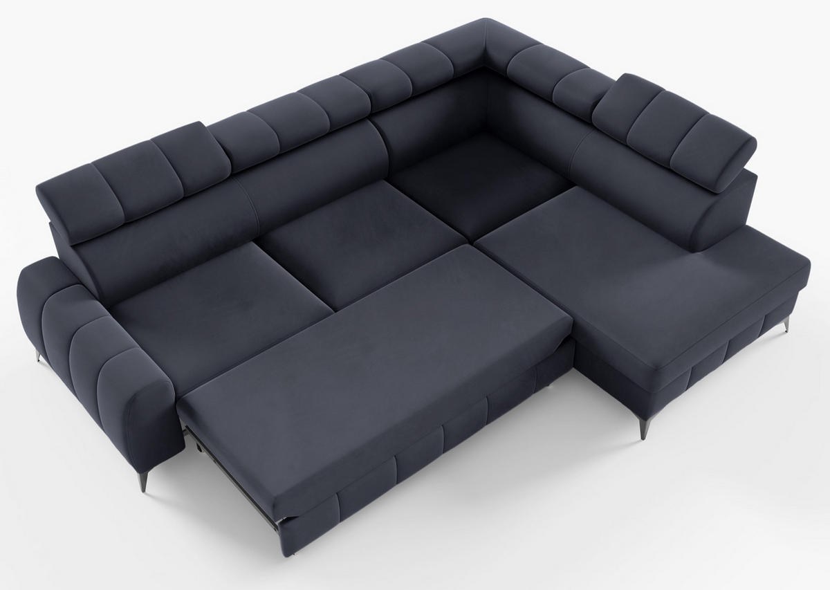 ECKSOFA London Dunkelgrau Velours - Dunkelgrau/Schwarz, Textil/Metall (274/203cm) - Selsey