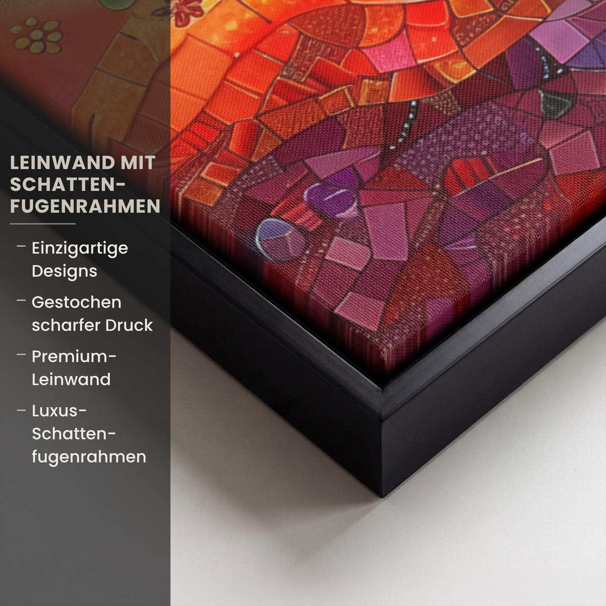 LEINWAND Bilder mit Rahmen - Kunst - Baum des Lebens - Blumen - Hippie - 60x40 - Dunkelblau, Textil (60/40cm) - MuchoWow