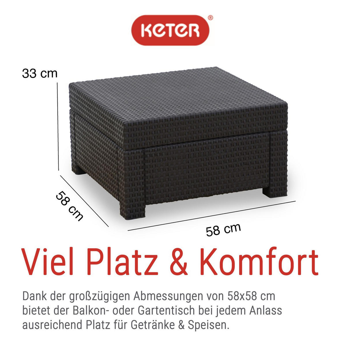 GARTENTISCH Provence Tisch anthrazit, wetterfest - Anthrazit, Textil (600/600/160cm) - Keter