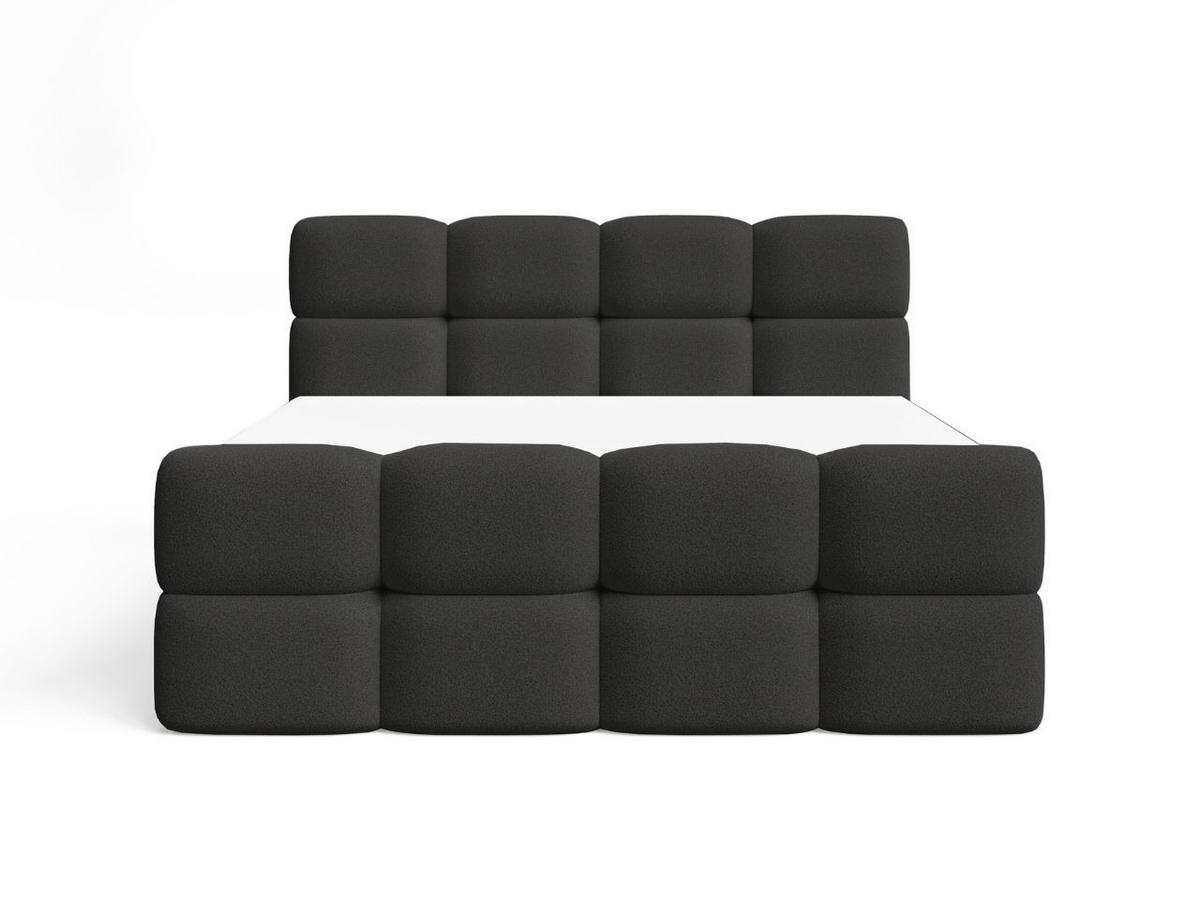 BOXBETT Rivon 160x200 Bouclé-Stoff Schwarz - Schwarz, Holz/Textil (160/200cm) - Graingold