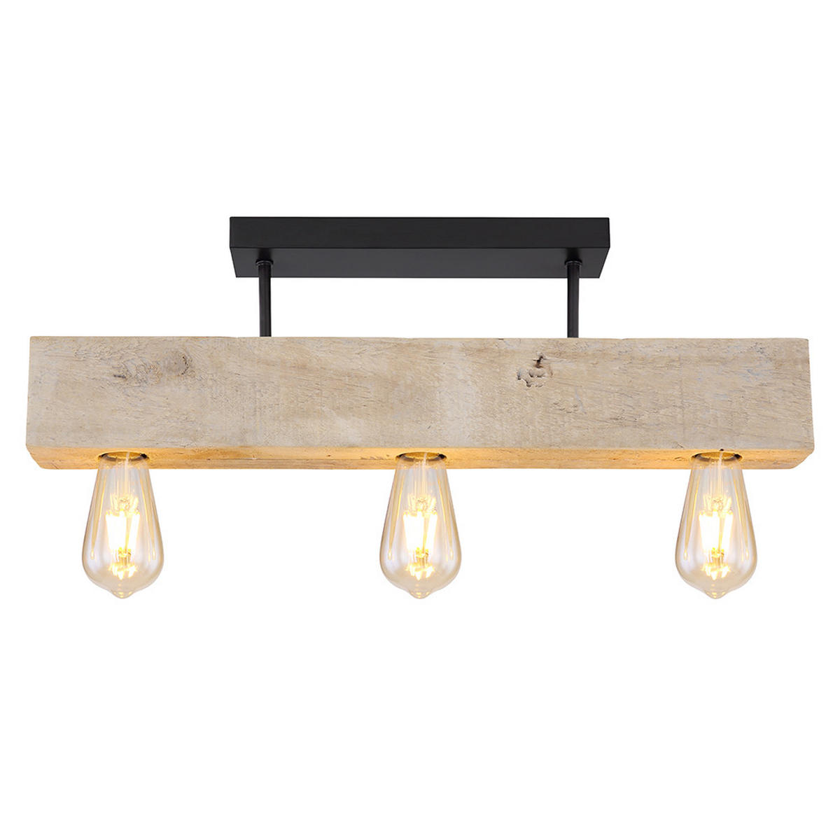 3 FLAMMIGE HÄNGELEUCHTE Metall Holz Braun - Braun, Holz (60/6/19cm) - Globo Lighting