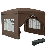 PAVILLON DE-07434 mit 4 Seitenwänden und UV-Schutz, 3x3 m Kaffee - Mokka, Textil/Metall (295/258/295cm) - ComfortXL