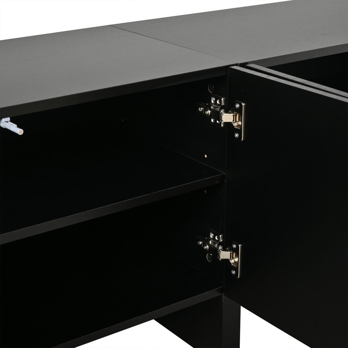 LOWBOARD in Schwarz TV-Schrank mit 2 Ablagen, für 75-Zoll-Fernseher , B180/T40/H55 cm - Schwarz, Holzwerkstoff (180/55/40cm) - STILVORA
