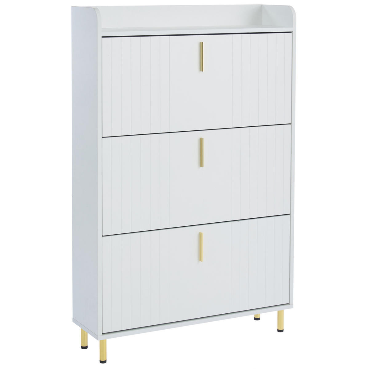SKRINKA na topánky 23/80/123,5 cm biela s 3 výklopnými priehradkami a nastaviteľnými policami z MDF - biela, kompozitné drevo (80/123.5/23.5cm) - OKWISH
