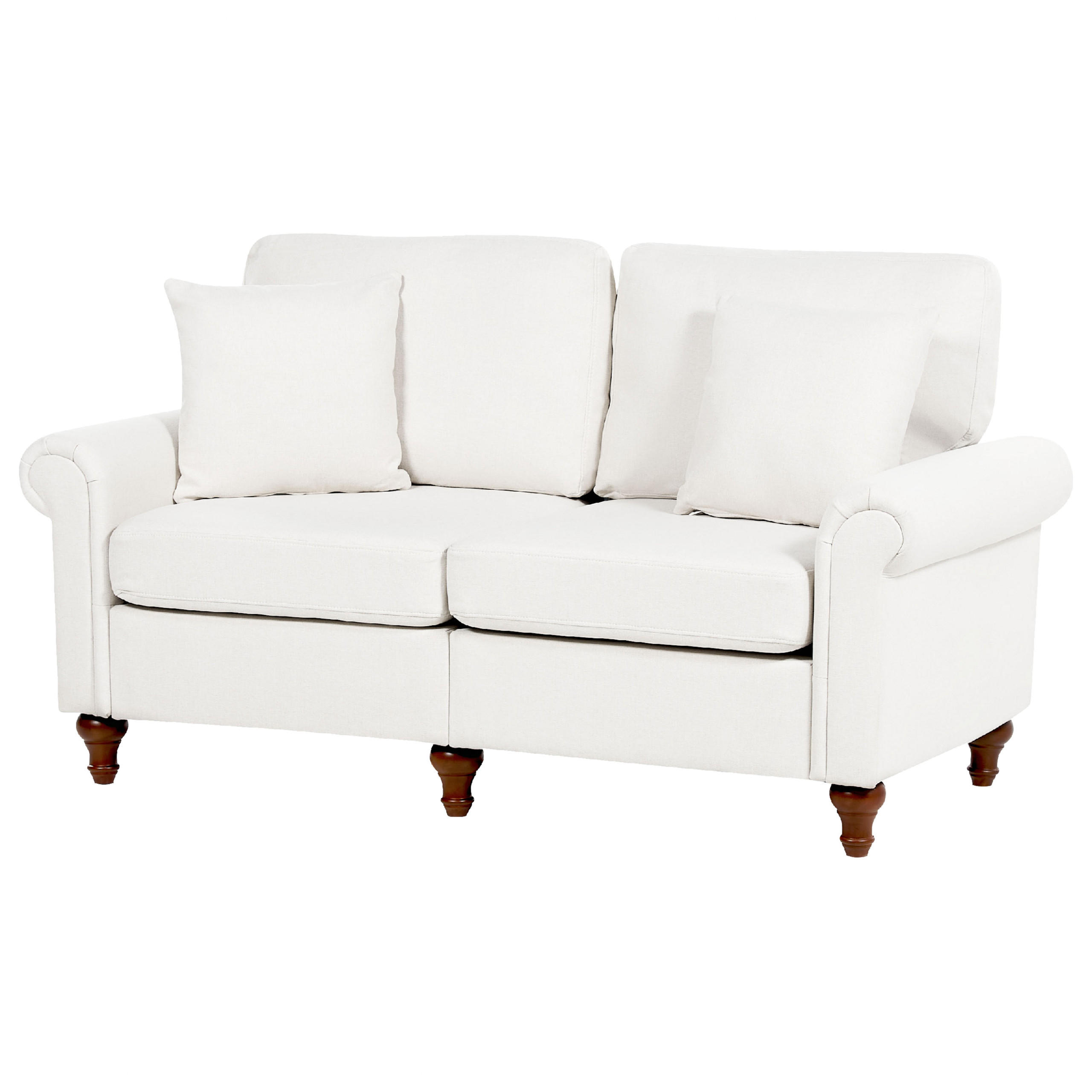 2-SITZER-SOFA cremeweiß Ginnerup - Dunkelbraun/Weiß, Textil (154/84/76cm) - Beliani