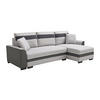 ECKSOFA mit Schlaffunktion - Ecke wechselbar - Stoff & Kunstleder - Hellgrau - GIANY II - Hellgrau, Leder (242/135cm) - Vente-Unique