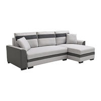 ECKSOFA mit Schlaffunktion - Ecke wechselbar - Stoff & Kunstleder - Hellgrau - GIANY II - Hellgrau, Leder (242/135cm) - Vente-Unique