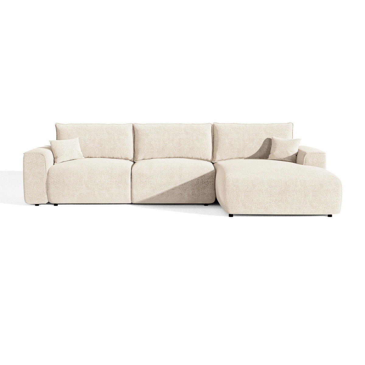 ECKSOFA rechtwinklig COMO Bouclé-Stoff Creme 297cm - Creme, Textil (297/167cm) - Premium Interiors