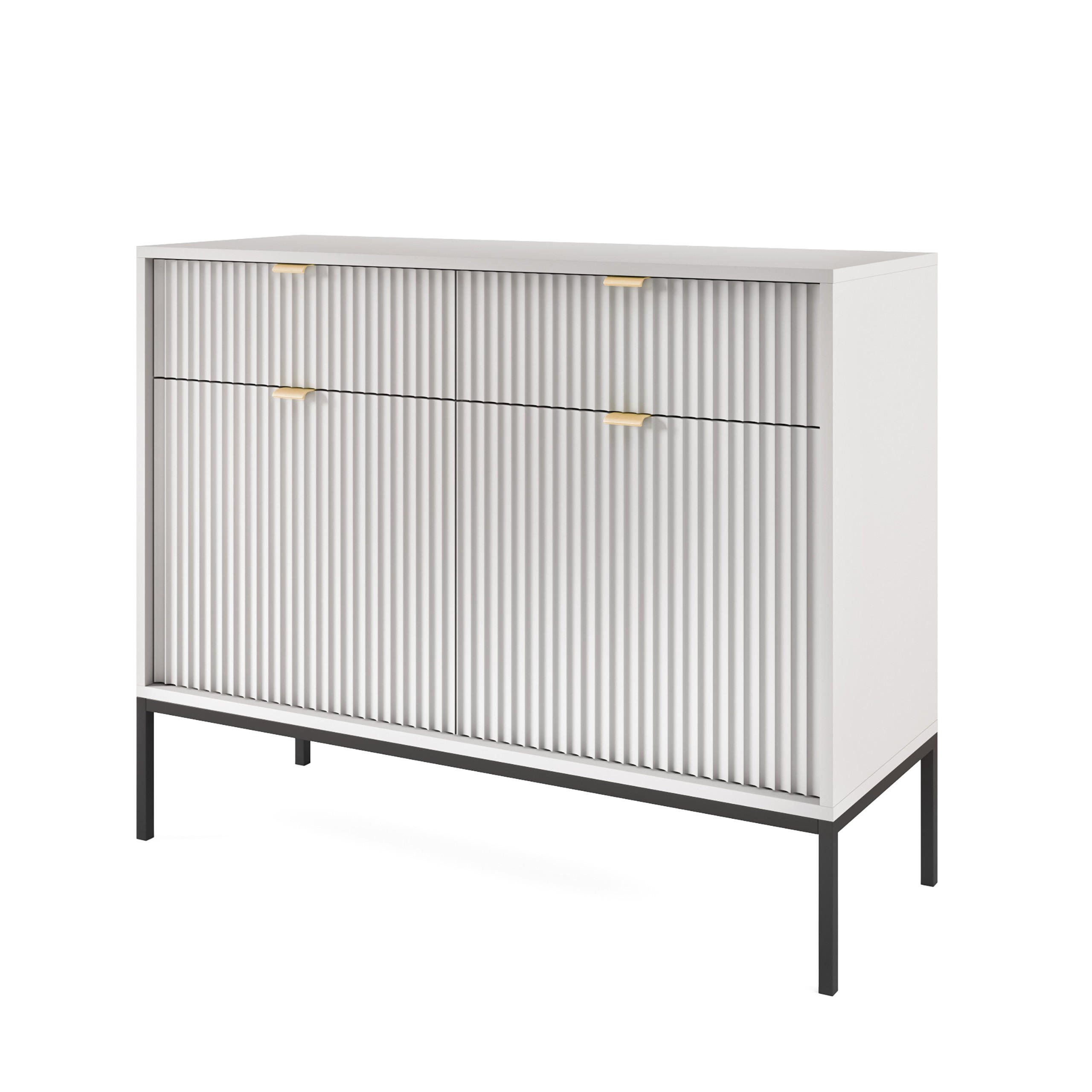 KOMMODE STELLARE 104/83/39 cm mit 2 Schubladen 2 Türen Grau - Grau, Holzwerkstoff (104/83/39cm) - MASSENO