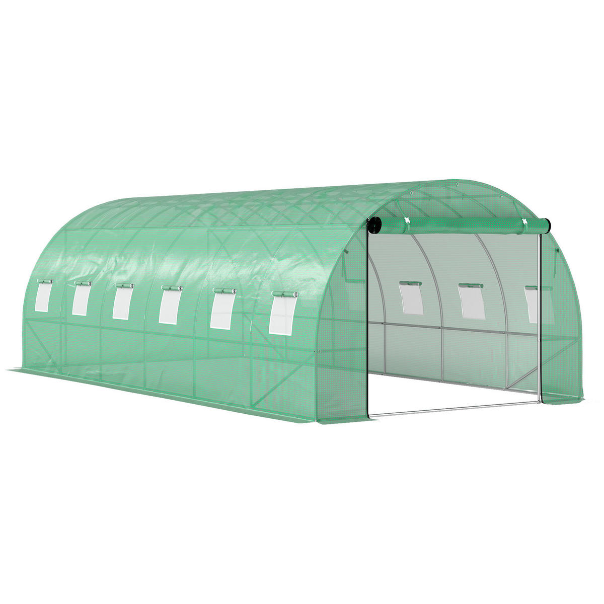 FOLIENTUNNEL, 600L x 300B x 197H cm - Grün, Kunststoff/Metall (300/197/600cm) - Outsunny