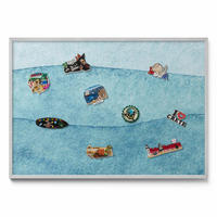 MAGNETTAFEL 100x70 cm Weißer Rahmen Dunkle Steinstruktur - Multicolor, Metall (100/70/0.4cm) - TULUP