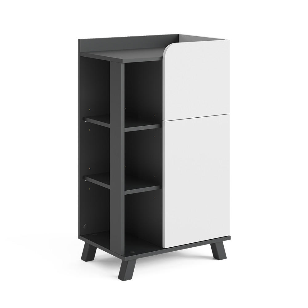 MIDISCHRANK Karen Anthrazit/Weiß 50 x 90 cm mit Tür und Schublade - Anthrazit/Weiß, Holzwerkstoff (50/90/35cm) - Vicco