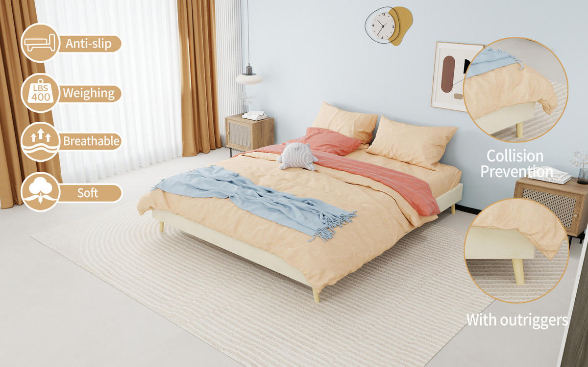 POLSTERBETT 160/200 cm mit stabiler Mehrfachstütze und modernem Design, Beige - Beige, Textil (160/200cm) - Redom