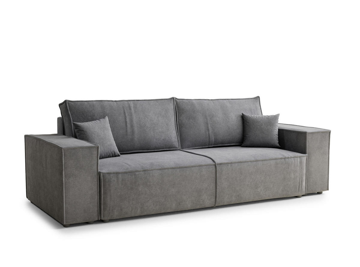 SOFA MIT SCHLAFFUNKTION Milos Grau Webstoff - Schwarz/Grau, Holz/Holzwerkstoff (255/70/105cm) - Maison de Reve