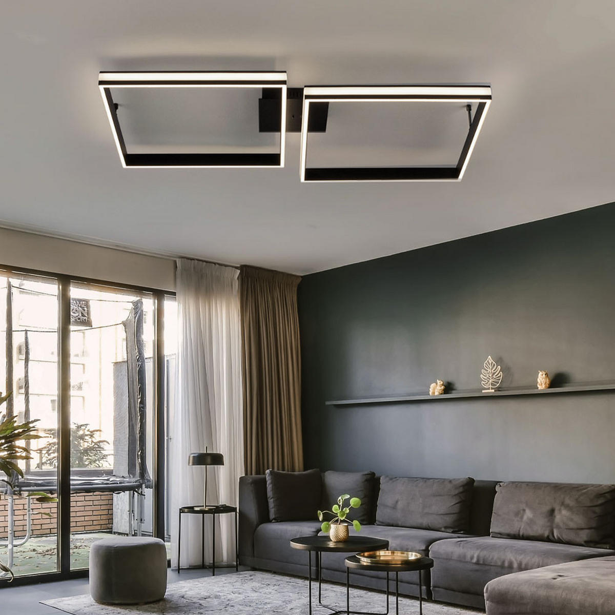 LED DECKENLEUCHTE Metall Schwarz - Schwarz, Metall (104.8/80/13.5cm)