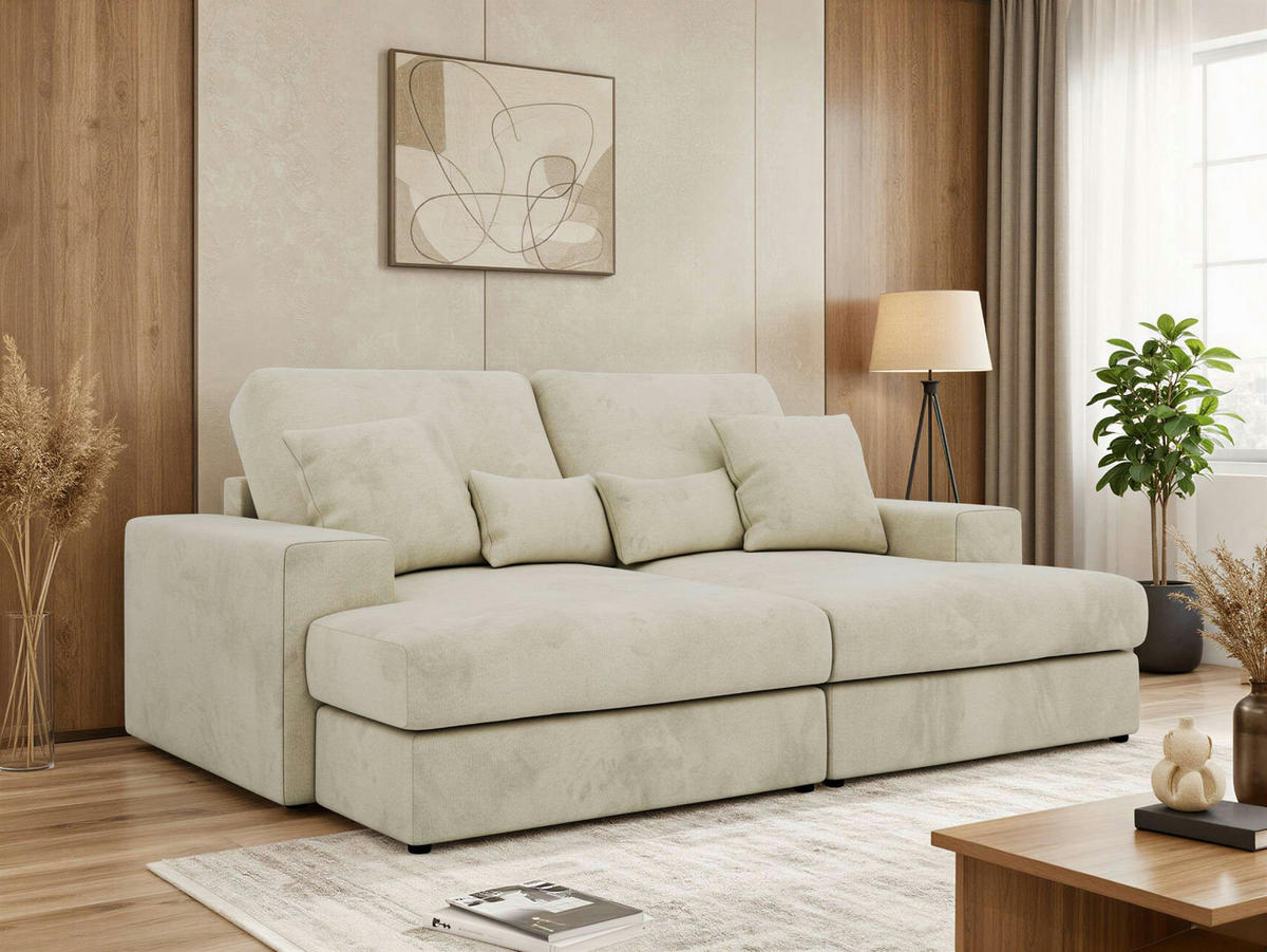 TROJMIESTNA POHOVKA ANERA - Béžová Samet - čierna/béžová, textil/plast (248/107/163cm) - MKS