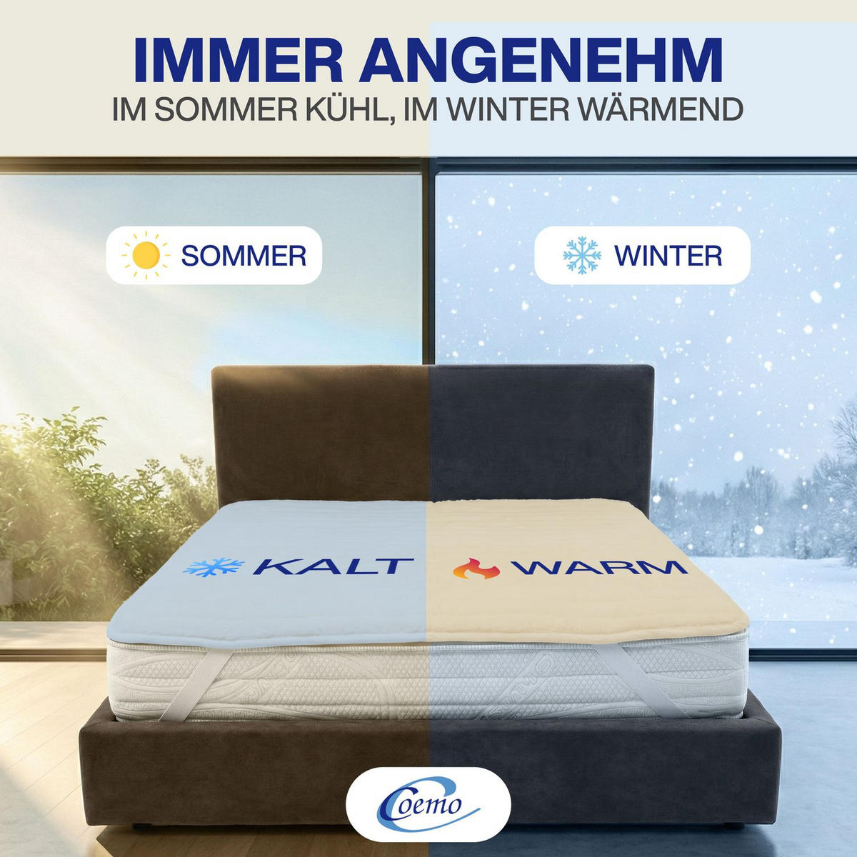 MATRATZENAUFLAGE Wolle und Biokeramik-Polster 90/200/6 - Beige, Naturmaterialien (90/200cm) - Coemo