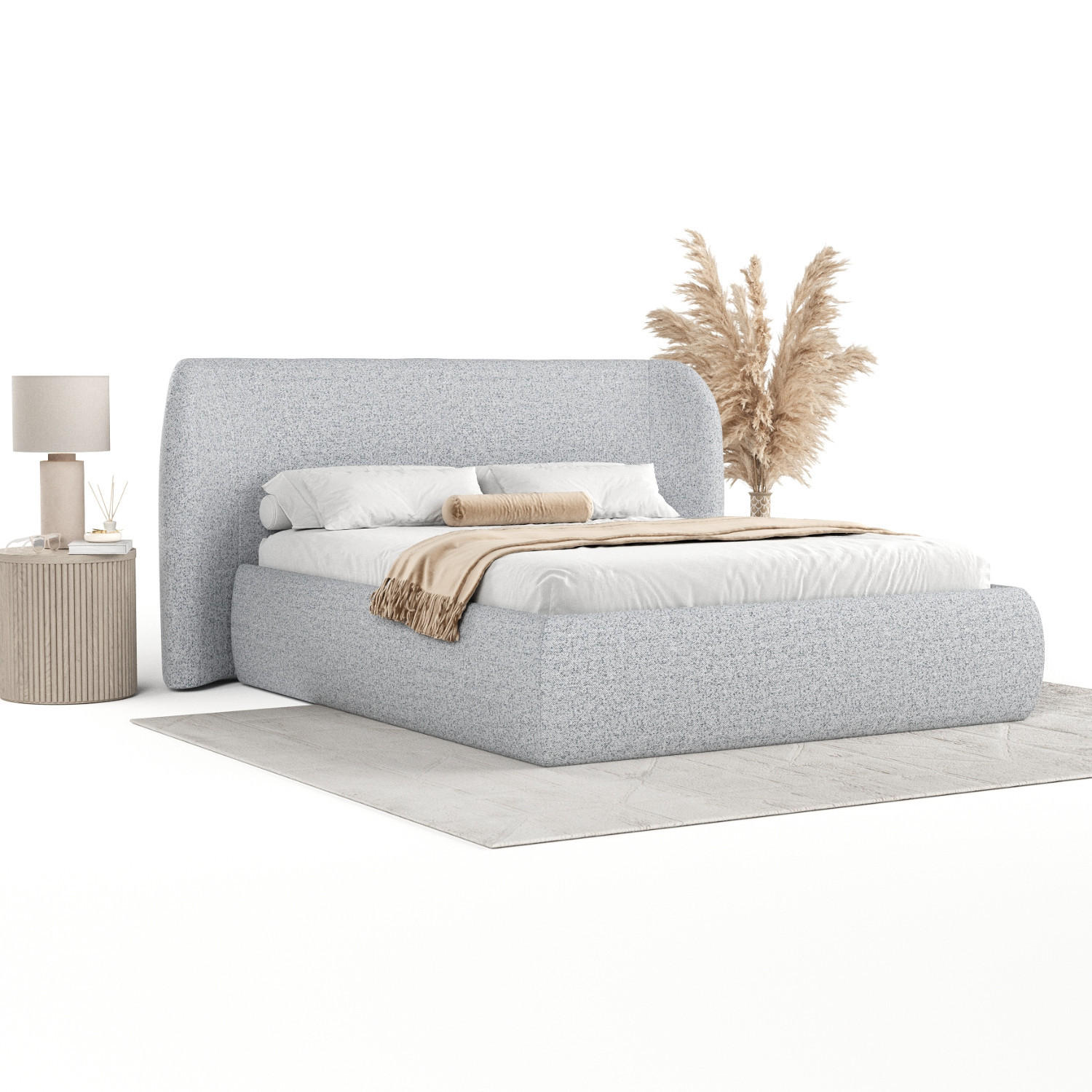 POLSTERBETT Bellano mit Stauraum 180/200 cm Grau im Riva Stoff - Schwarz/Naturfarben, Holz/Holzwerkstoff (180/200cm) - AltaBeds