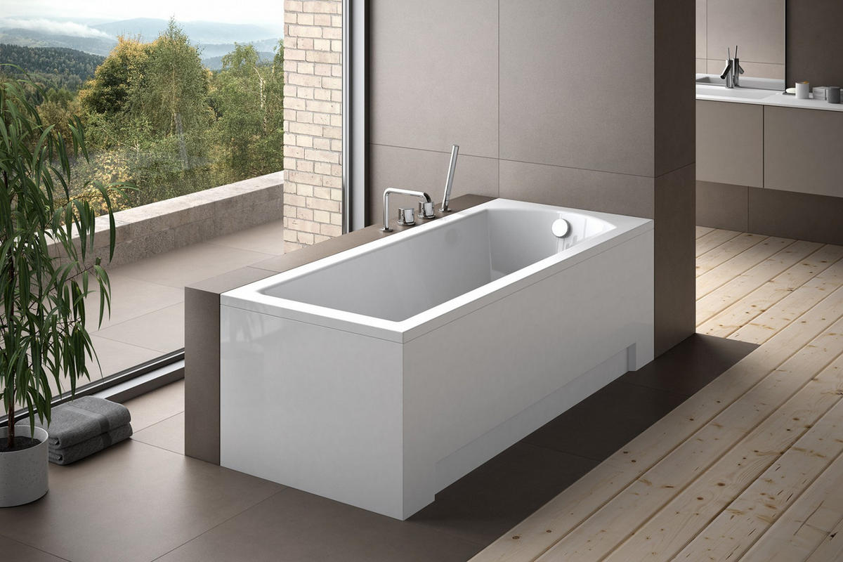 BADEWANNE Rechteck SHEA 160/70 Ablauf & Füße - Weiß, Kunststoff (70/53.5/160cm) - bad land