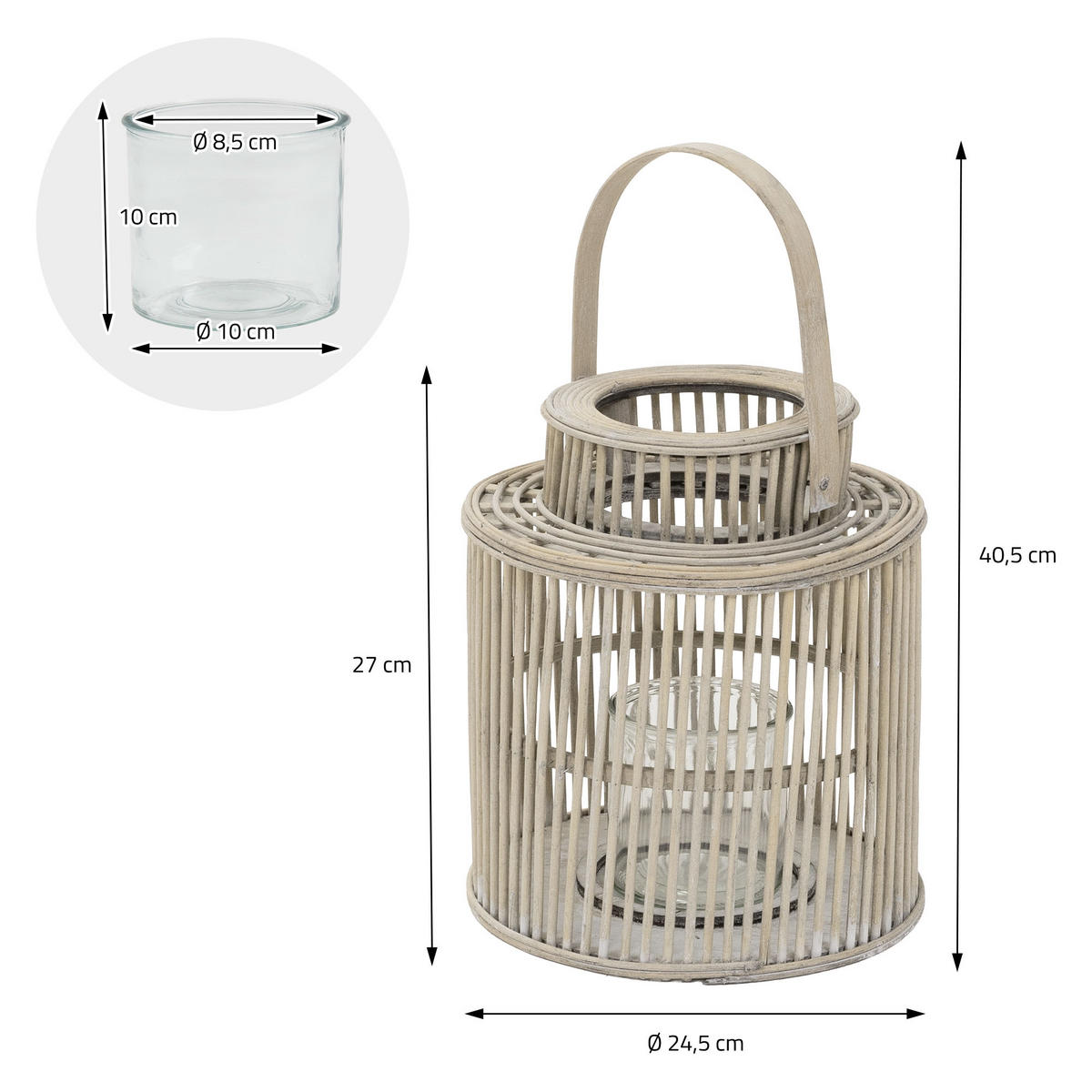 BAMBUSOVÁ LAMPION V: 40,5 cm, barva dřeva, styl boho - přírodní, dřevo (24.5/40.5/24.5cm) - ECD-Germany