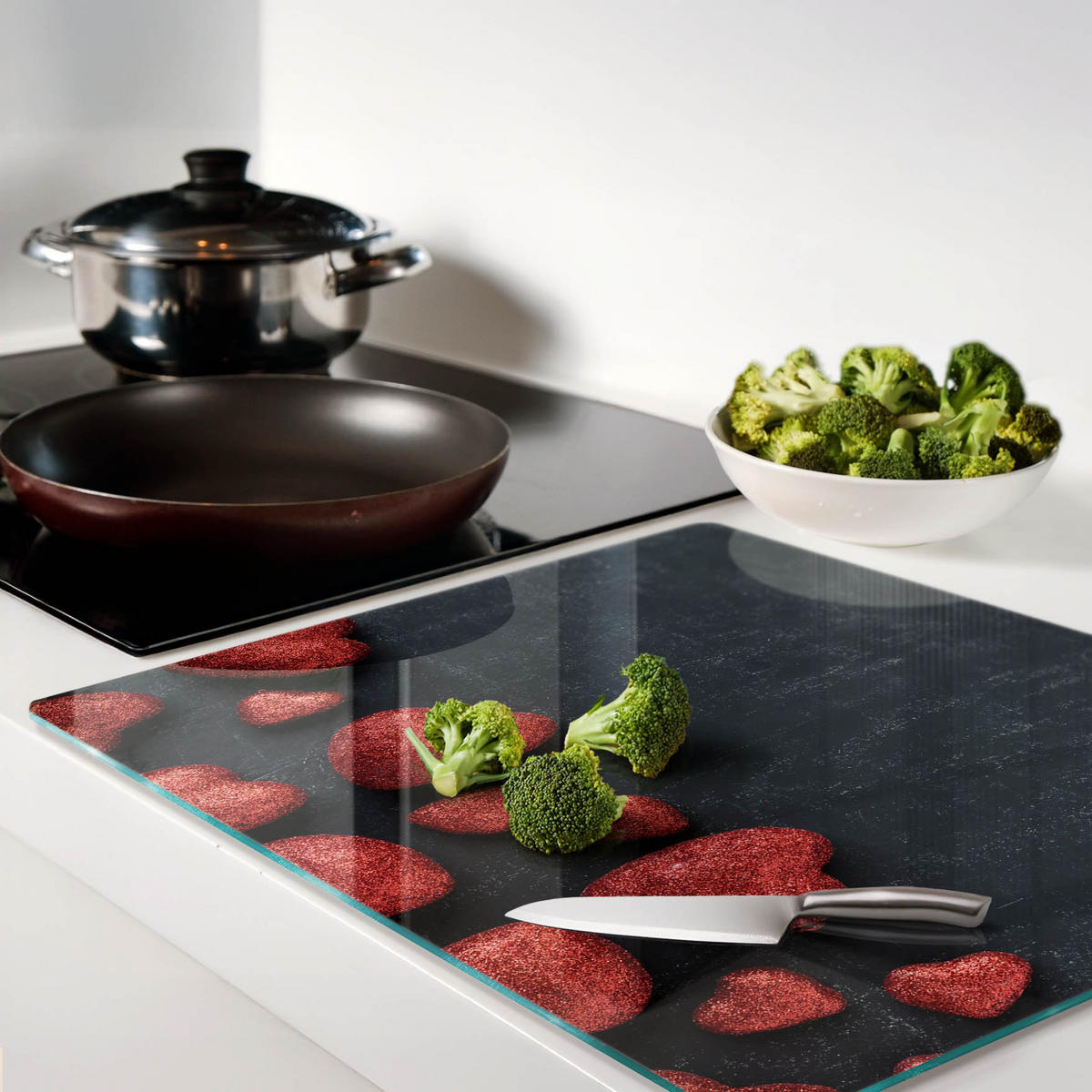 GLASPLATTE 60x52 cm Tisch der Herzen - Rot, Glas (60/0.4/52cm) - TULUP