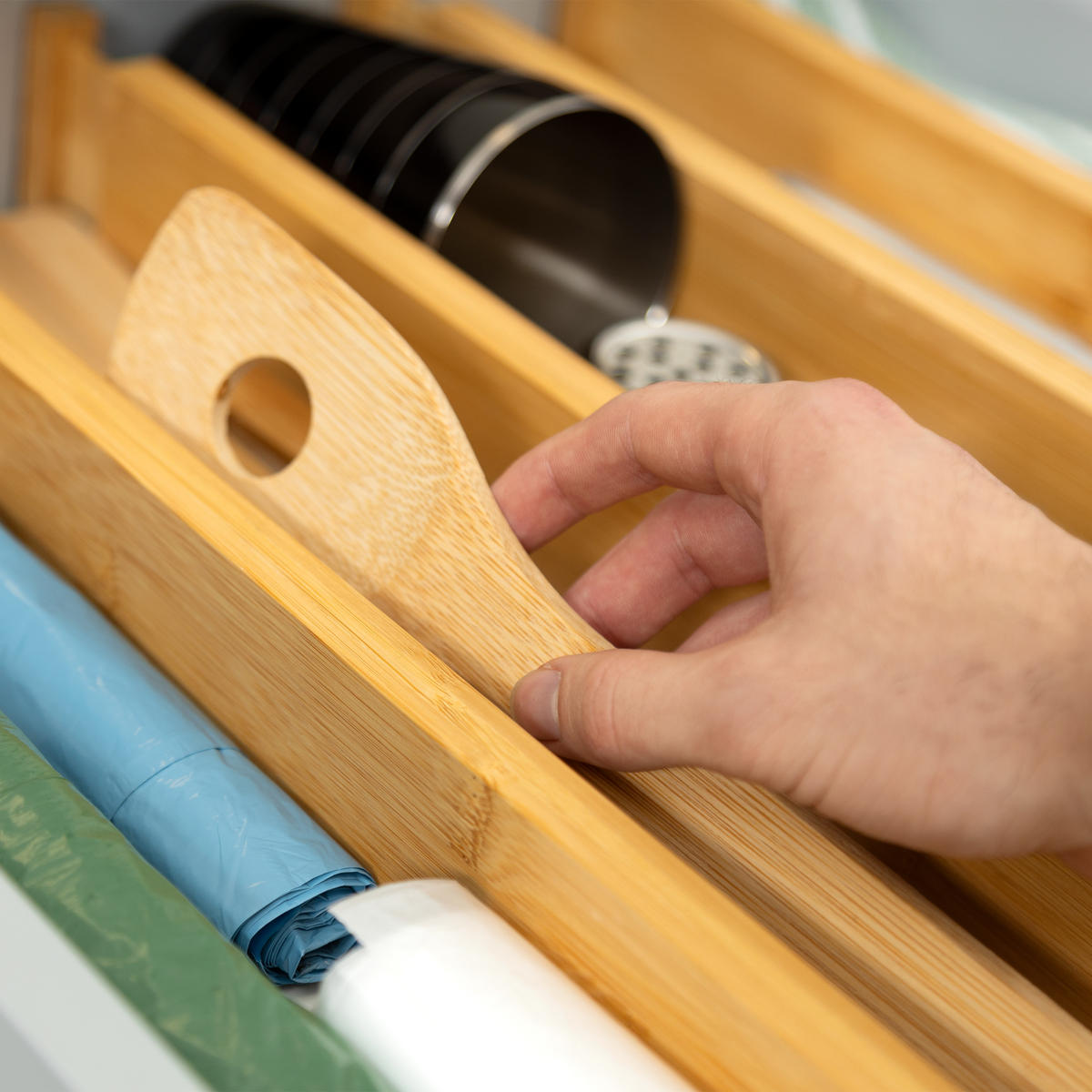 4XSCHUBLADENTRENNER - Hellbraun, Holz (1.5/6/55.5cm) - Relaxdays