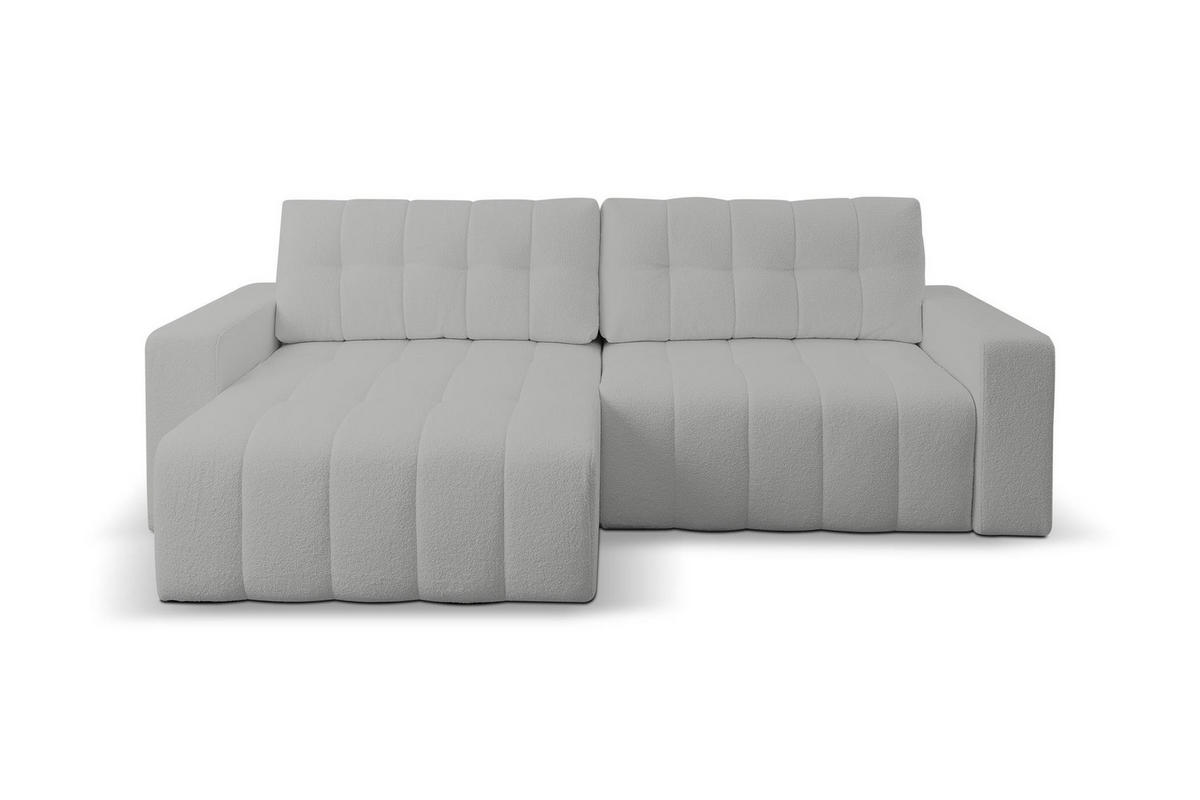 ECKSOFA Masina Hellgrau, Schlafsofa aus Veloursstoff - Hellgrau, Holzwerkstoff (245/143cm) - Bettso