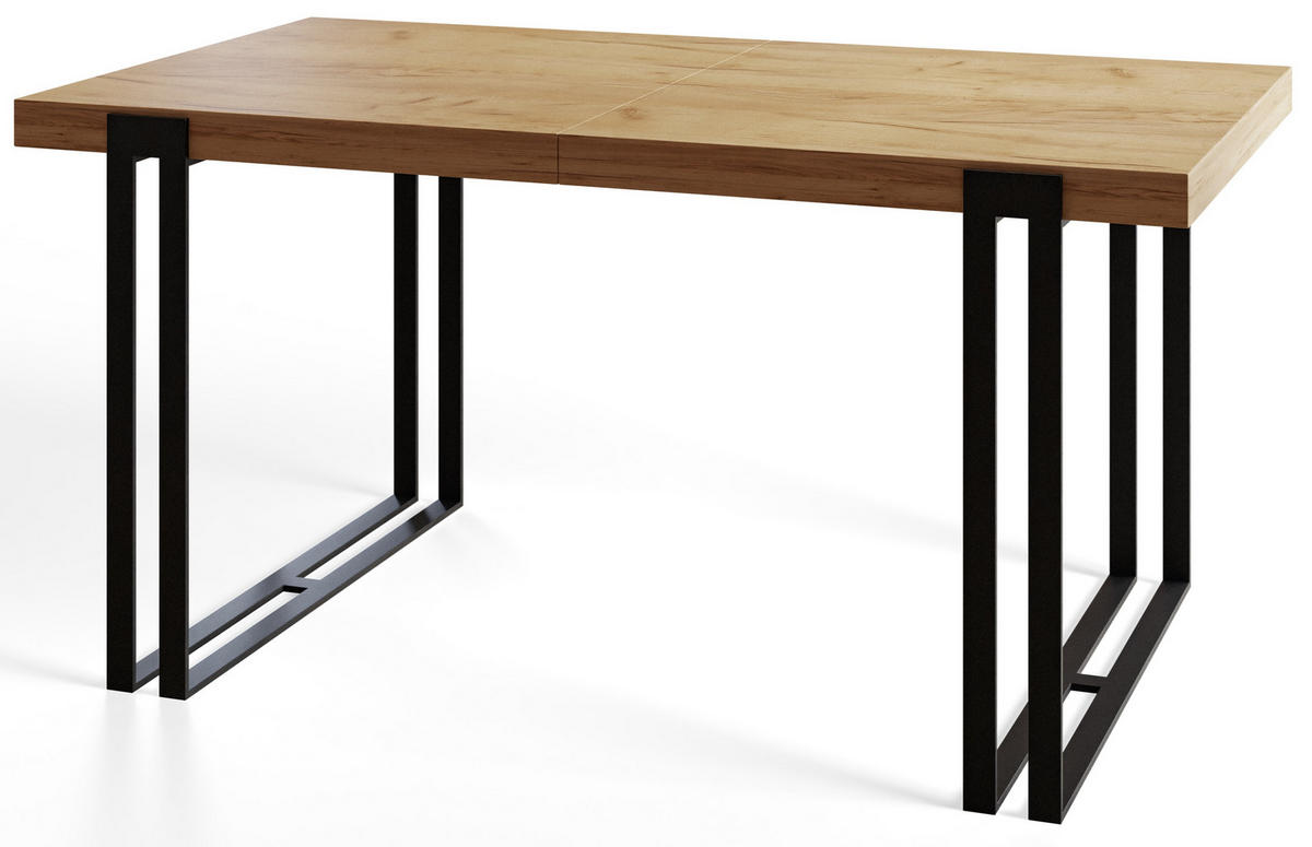ESSZIMMERTISCH ROSA, ausziehbarer Tisch 140-240X80X77 cm, Farbe: CRAFT, mit Metallbeinen in Farbe Schwarz - Schwarz/Braun, Holzwerkstoff (140/80/77cm) - Alpi-Möbel