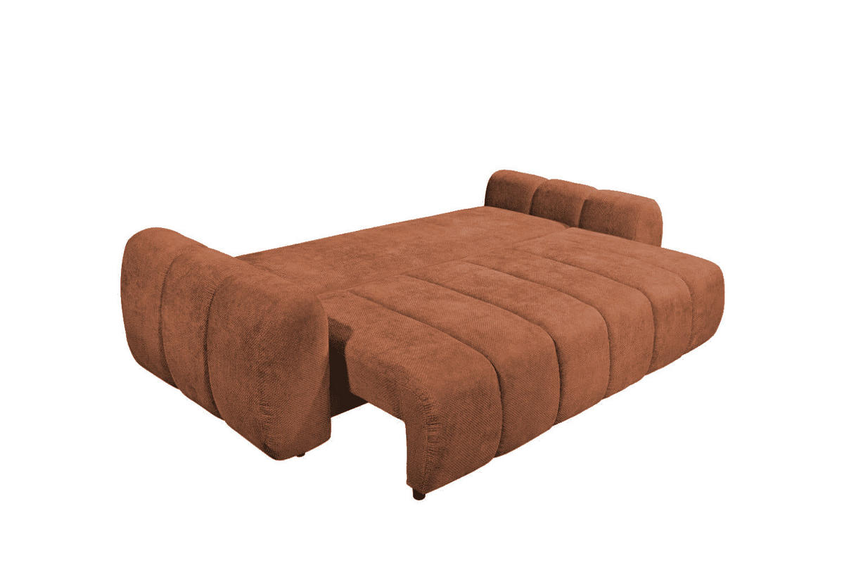 BIGSOFA mit Schlaffunktion und Bettkasten - Terracotta/Schwarz, Kunststoff/Textil (256/91/112cm) - ed exciting design