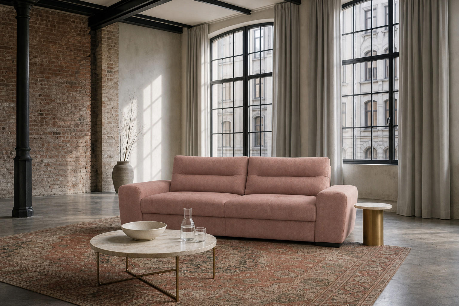 foamnova 3-Sitzer Rosa 274x93x97 cm